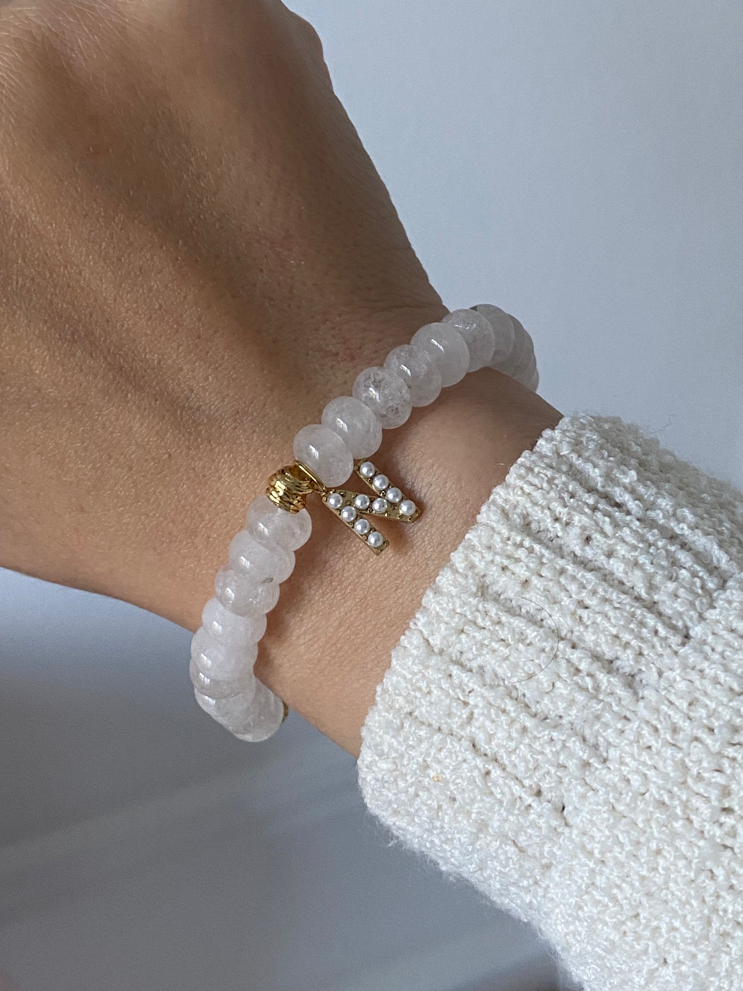 Bracelet Tasbih à 33 perles Milky - Initiale