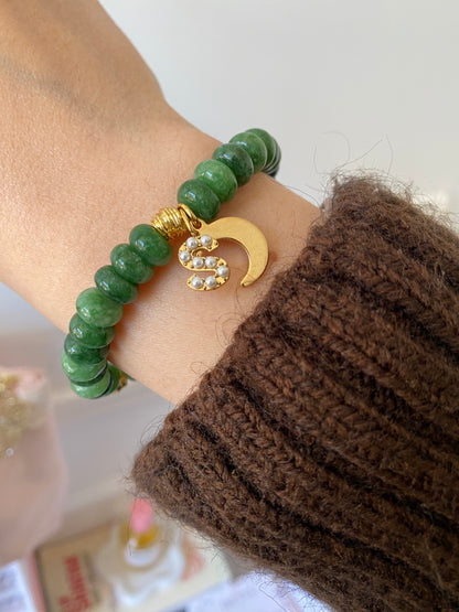 Bracelet Tasbih à 33 perles modè Olive - Initiale + Charme 