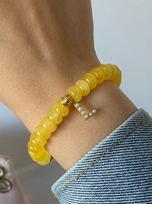 Bracelet Tasbih en perles - Sunflower avec Initiale